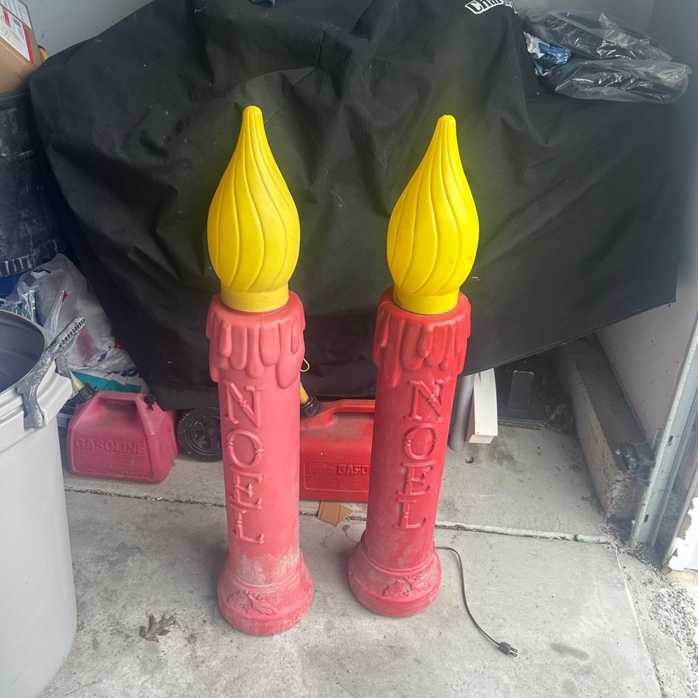 Red and Yellow Noel Candle Christmas Blow Mold